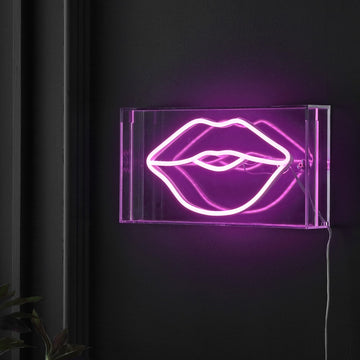 Lips Contemporary Glam Acrylic Box USB Operated LED Neon Light - JONATHAN Y